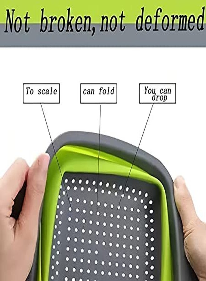 Ezalla Silicone Collapsible Vegetable/Fruit Colander Folding Strainer with Extendable Handles for Kitchen, Sink Drain Storage Basket (Multicolor) Pack of 1 - Image 4